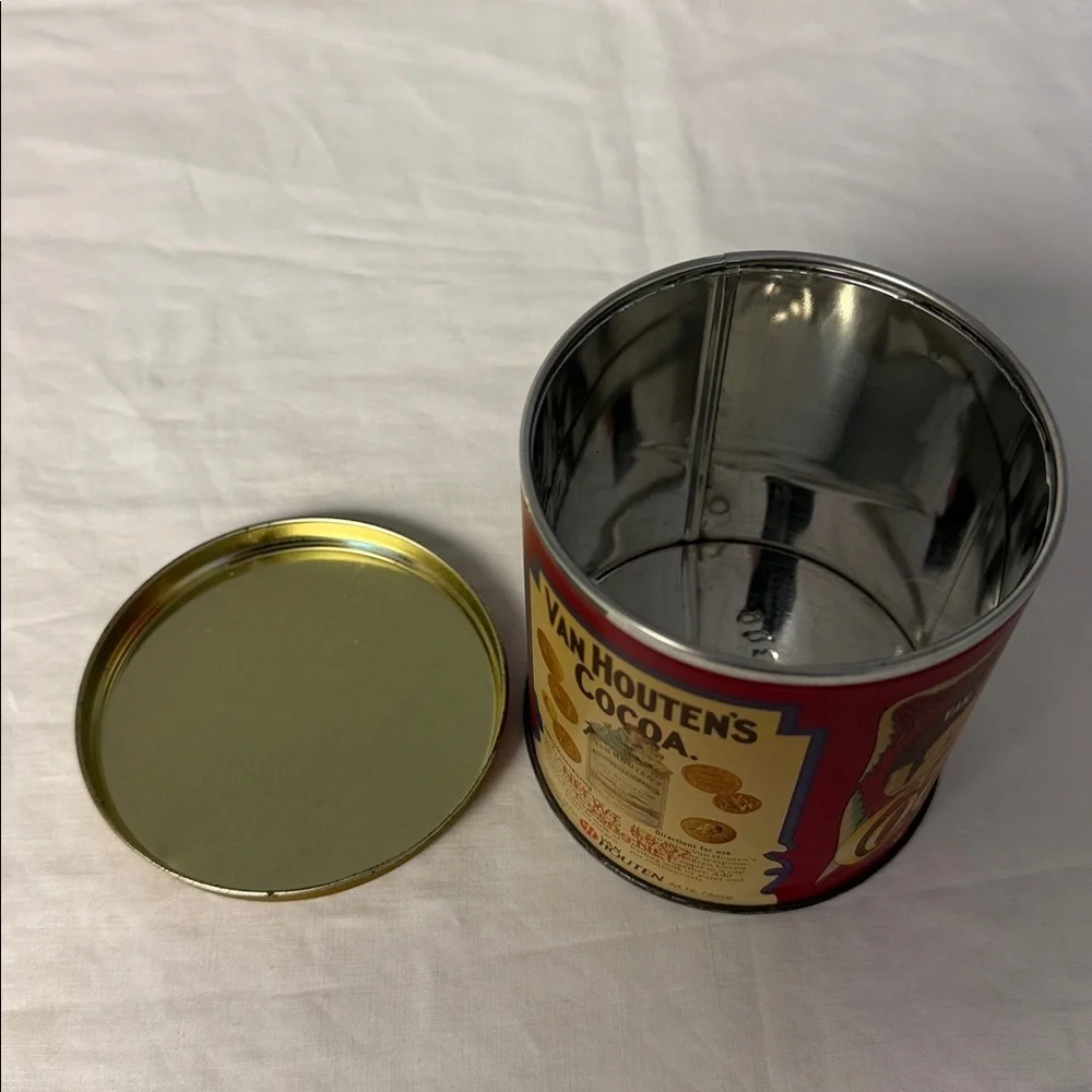 Van Houten’s Cocoa Tin Vintage Red Metal Container Advertising Holland